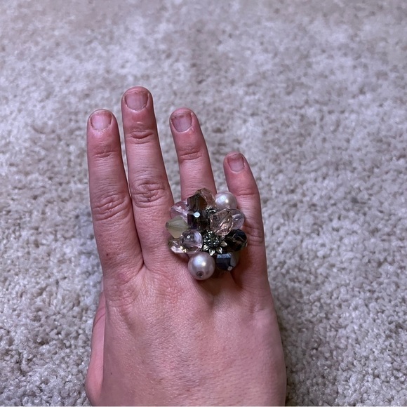 Chunky crystal cluster costume ring - Picture 3 of 6